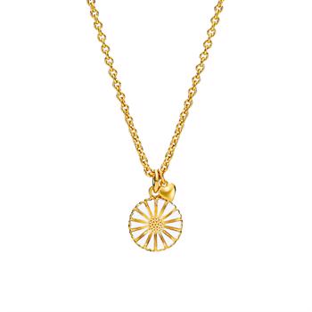 Lund Copenhagen Marguerite 925 sterling silver Pendant 24 ct gold plated with white enamel, model 9025029-M